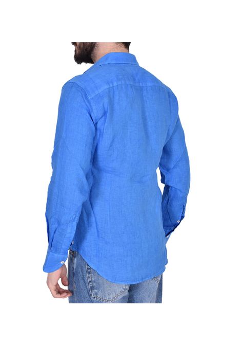 Camicia MC2 Saint Barth uomo PAMPLONA02015H Blu lino bottoni regolare MC2 SAINT BARTH | Camicie | PAMPLONA02015H17